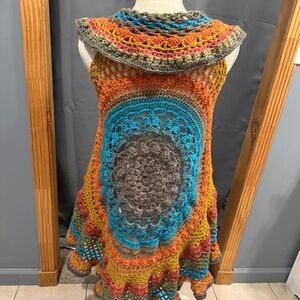 Handmade Mandala Lotus Duster Vest, size small